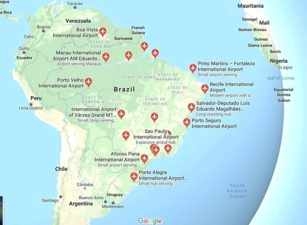 Mapa de los aeropuertos de Brasil