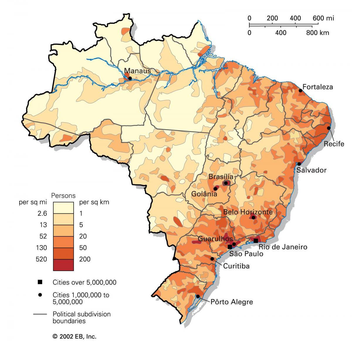 Mapa de densidad de Brasil