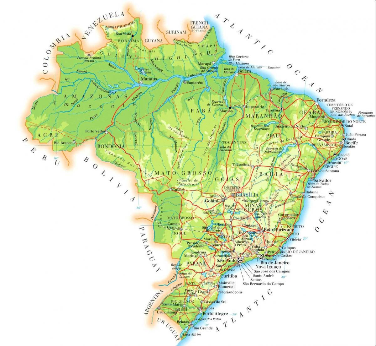 Mapa de altitud de Brasil
