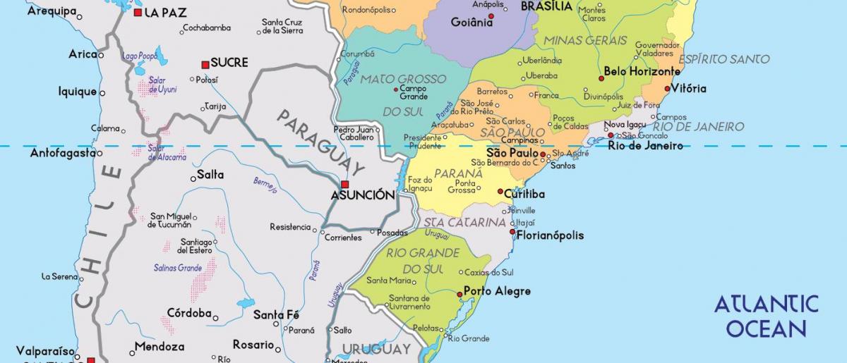 Mapa del sur de Brasil