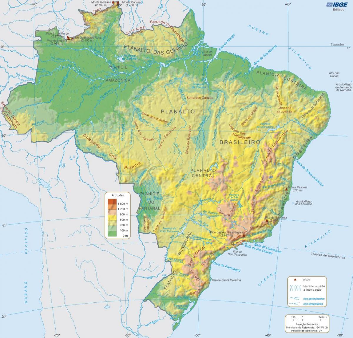 Mapa del relieve de Brasil