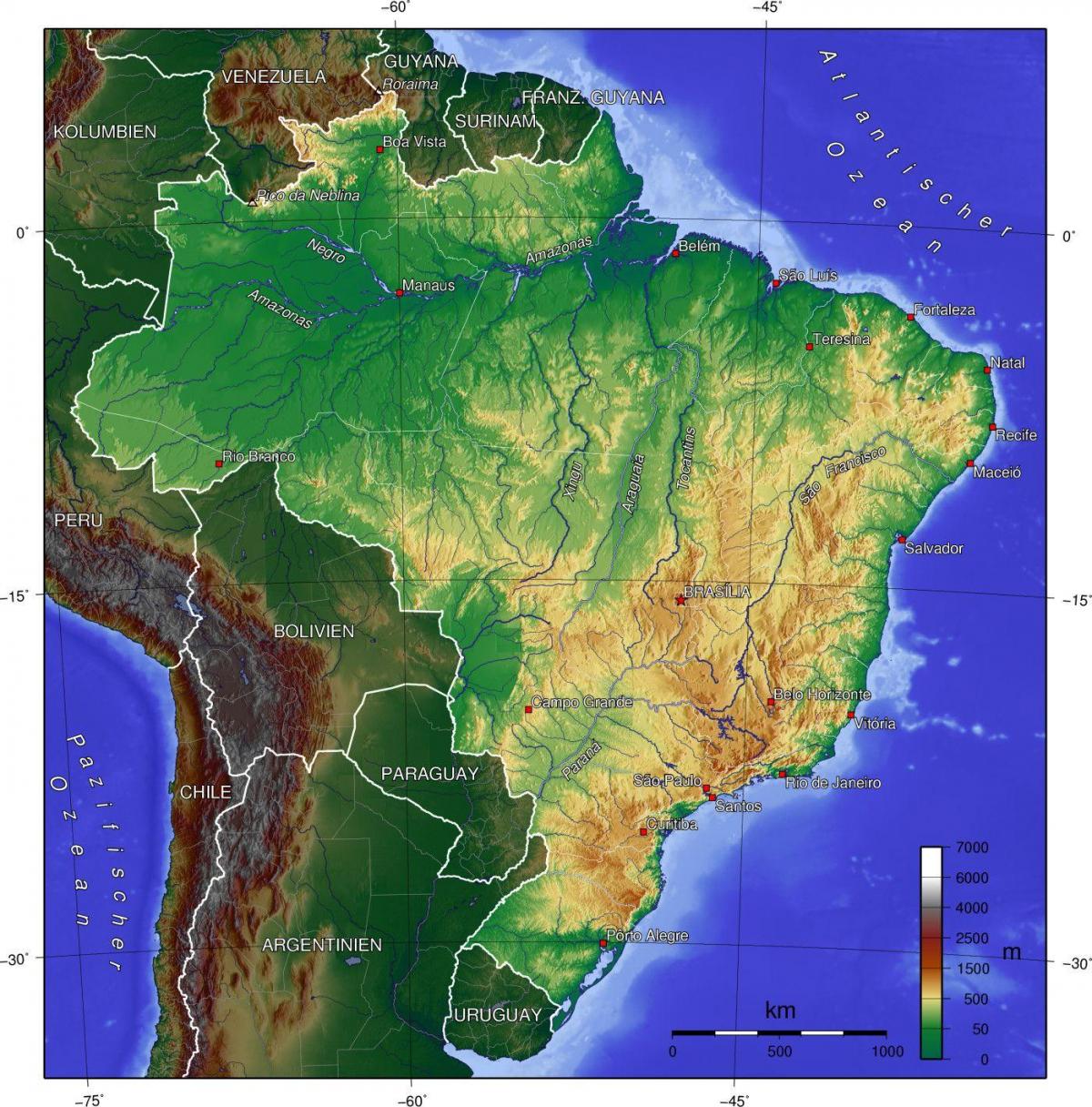 Mapa topográfico del Brasil